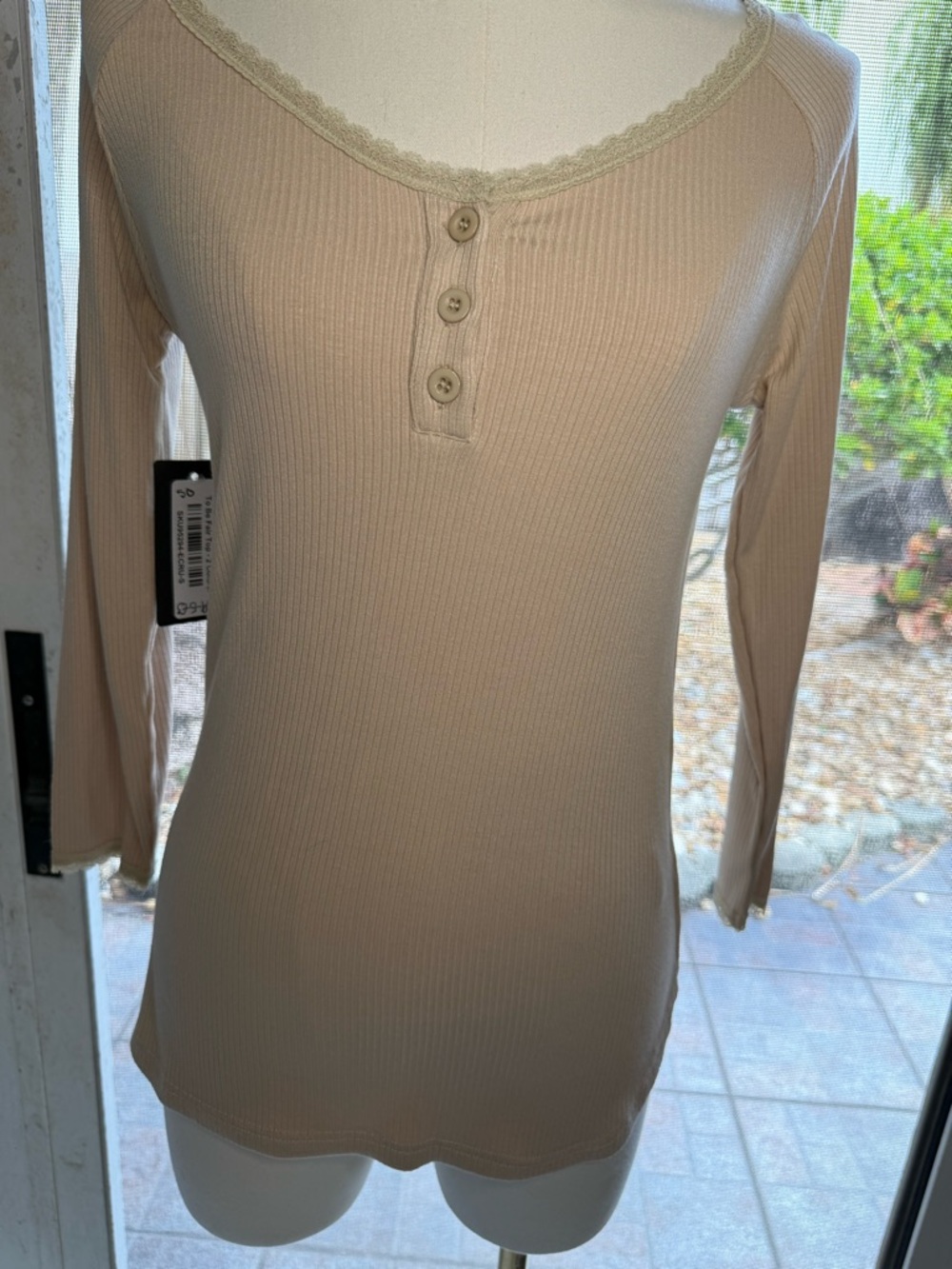 white birch Beige Ribbed Long Sleeve Top NWT